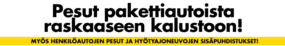 Pesut pakettiautoista raskaaseen kalustoon. Myös henkilöautojen pesut ja hyötyajoneuvojen sisäpuhdistukset